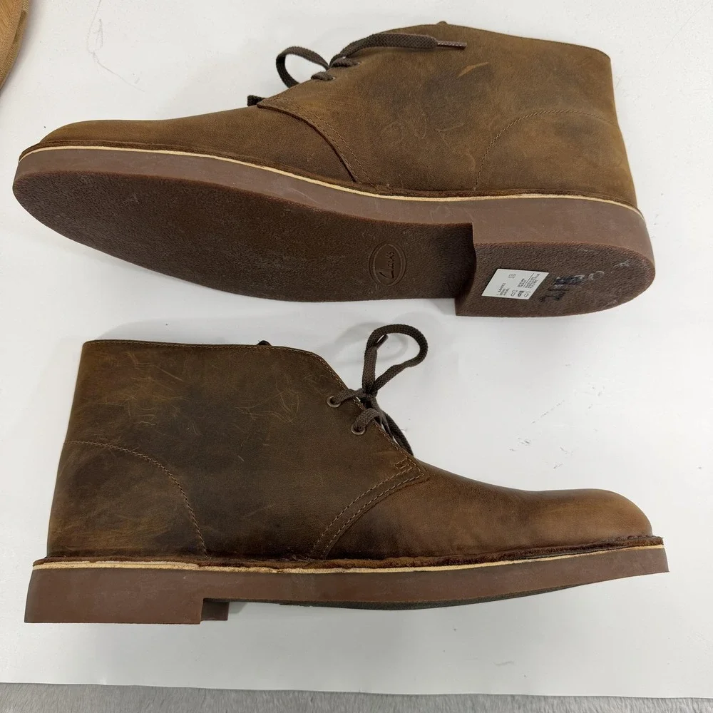 Clarks Boots Mens Size 13M Brown Leather Bushacre 2 Chukka Beeswax Casual